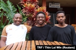 Three of the team members of AgriPredict from Zambia who won the the first Africa-wide hackathon aimed at curbing hunger levels, in Kigali, Aug 21, 2018.