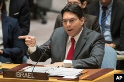 Duta Besar Israel untuk PBB, Danny Danon, dalam pertemuan Dewan Keamanan tentang situasi di Palestina, Selasa, 20 Februari 2018 di markas besar PBB. (Foto: dok).