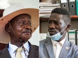 Rais Yoweri Museveni (G) na Robert Kyabulanyi