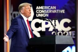 El expresidente Donald Trump habla en la Conferencia de Acción Política Conservadora (CPAC), el domingo 28 de febrero de 2021, en Orlando, Florida (AP Photo / John Raoux)