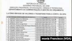 Lista de professores fantasmas no Uíge