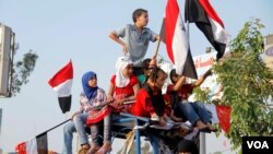 Children have been participating in protests in Egypt since the became widespread and near-constant in 2011. (H. Elrasam for VOA)