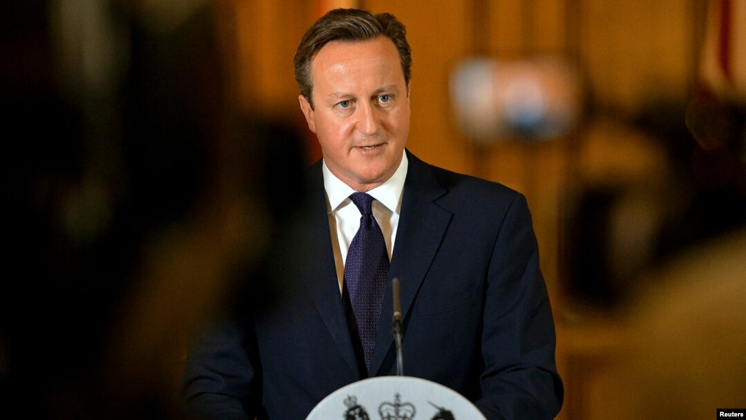 PM Inggris David Cameron Minggu (14/9) di London memberikan pernyataan setelah tewasnya pekerja bantuan Inggris David Haines yang dibunuh kelompok ISIS. 