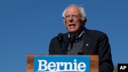 Democratic presidential candidate Sen. Bernie Sanders, I-Vt., speaks to supporters during a rally, Oct. 19, 2019, in New York.