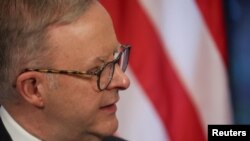 File - Australia's Prime Minister Anthony Albanese speaks during a meeting with U.S. officials in Tokyo, Sept. 27, 2022. Australia is considering a request from Ukrainian President Volodymyr Zelenskyy to provide military training support against the Russian invasion. 