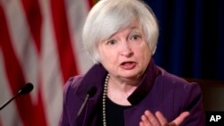 Federal Reserve Chair Janet Yellen speaks during a news conference following a Federal Open Market Committee meeting in Washington, June 17, 2015.