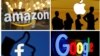 Logo Amazon, Apple, Facebook, dan Google.