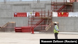 En construction, le stade Al Wakrah devant accueillir des matches de la Coupe du monde 2022, Qatar, 12 avril 2016.