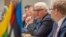 Estonian Foreign Minister Urmas Paet (R) listens to counterpart Frank-Walter Steinmeier from Germany (2dR), as they give a joint press conference with Linas Linkevicius from Lithuania (L) and Edgars Rinkevics from Latvia (2dL) following their meeting focu