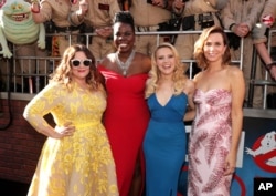 Melissa McCarthy, Leslie Jones, Kate McKinnon, and Kristen Wiig are seen at the Los Angeles Premiere of Columbia Pictures' “Ghostbusters” at TCL Chinese Theatre in Los Angeles, California, July 9, 2016.