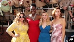 FILE - Melissa McCarthy, Leslie Jones, Kate McKinnon, and Kristen Wiig are seen at the Los Angeles Premiere of Columbia Pictures' “Ghostbusters” at TCL Chinese Theatre in Los Angeles, California, July 9, 2016. 