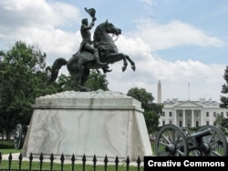 The Andrew Jackson statue, erected in 1853 in Lafayette Park, is opposite the White House in Washington, D.C. Native Americans sometimes refer to the 7th U.S. president as "Indian Killer."