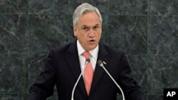 El presidente de Chile, Sebastián Piñera agradeció durante su discurso a los países que apoyan su ingreso al Consejo de Seguridad de la ONU.