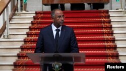 Patrick Achi, the secretary general of the presidency, speaks during the announcement of the new government at the presidential palace in Abidjan, Ivory Coast, July 10, 2018.