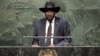 President Salva Kiir addresses the 69th session of the United Nations General Assembly in New York on Saturday, Sept. 27, 2014.