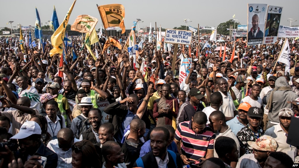Les partisans de Moise Katumbi, chef de la plate-forme politique Ensemble, lors un rassemblement de tous les partis d'opposition de la coalition Ã  Kinshasa, le 9 juin 2018.