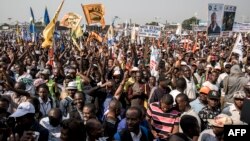 Les partisans de Moise Katumbi, chef de la plate-forme politique Ensemble, lors un rassemblement de tous les partis d'opposition de la coalition à Kinshasa, le 9 juin 2018.