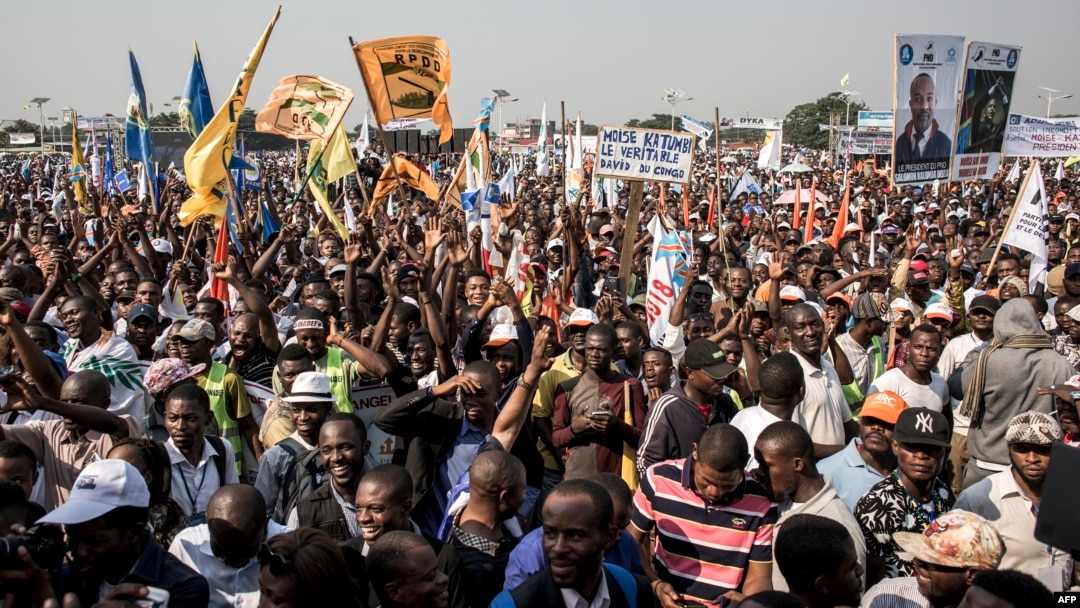 Les partisans de Moise Katumbi lors un rassemblement de tous les partis d'opposition de la coalition à Kinshasa, le 9 juin 2018.