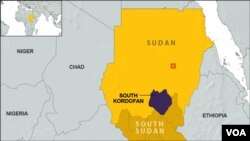 Gampar peta yang menunjukkan provinsi Kordofan selatan di Sudan. (Foto: VOA)