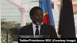 Le président Joseph Kabila lors d’une conférence de presse conjointe à Luanda, Angola, 2 août 2018. (Twitter/Présidence RDC) 