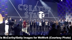 Finalists appear on stage as WeWork presents Creator Awards Global Finals at the Theater at Madison Square Garden, Jan. 17, 2018, in New York City.