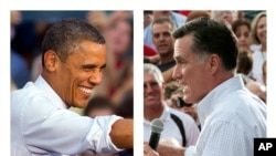 奥巴马(左)和罗姆尼(右)竞选资料照片