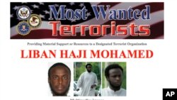 Selebaran FBI menunjukkan foto Liban Haji Mohamed, yang termasuk dalam daftar buronan.