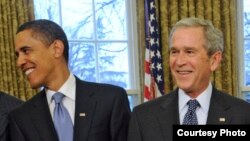 Barack Obama et George W. Bush , Maison-Blanche, 7 janvier 2009