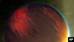 An artist's concept of a "Hot Jupiter" extrasolar planet