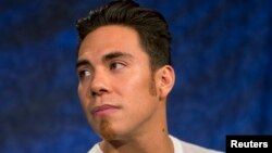 Olympic speed skater Apolo Ohno is seen in New York April 24, 2013.