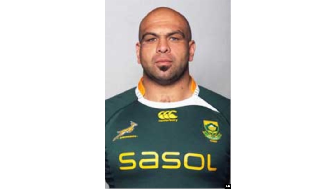 Current South Africa rugby player, Gurthro Steenkamp, in a modern-day Springbok jersey, with the distinctive emblem of a leaping antelope on the left side of his shirt