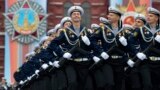 Russian troops march in Red Square in Moscow, Russia, during the Victory Day military parade to celebrate 74 years since the victory in WWII.