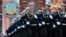 Pasukan Rusia berbaris di Lapangan Merah di Moskow, Rusia, dalam sebuah parade militer untuk merayakan Hari Kemenangan ke-74 sejak diraihnya kemenangan pada Perang Dunia II.