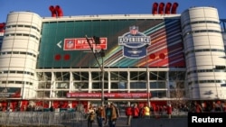 General view of the entrance to the NFL Experience in downtown Houston prior to Super Bowl LI between the New England Patriots and the Atlanta Falcons in Houston, Texas, Jan. 28, 2017. (Credit: Troy Taormina-USA TODAY Sports)