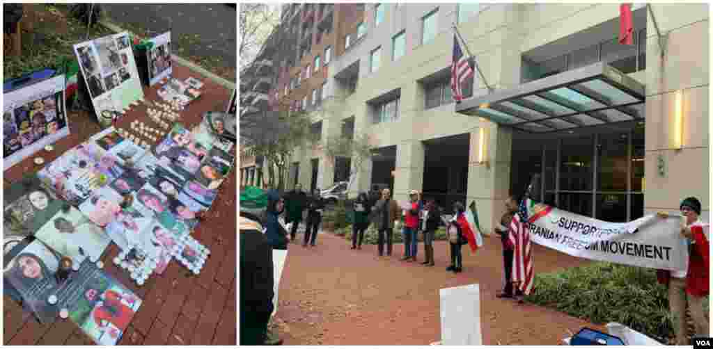 جمعی از شهروندان آمریکایی ایرانی&zwnj; عصر چهارشنبه ششم آذر در مقابل دفتر حافظ منافع جمهوری اسلامی در&zwnj; شهر واشینگتن تجمع کردند.