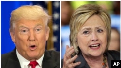 This photo combo of file images shows U.S. presidential candidates Donald Trump, left, and Hillary Clinton. They will face-off at their first debate on Sept. 26, 2016.