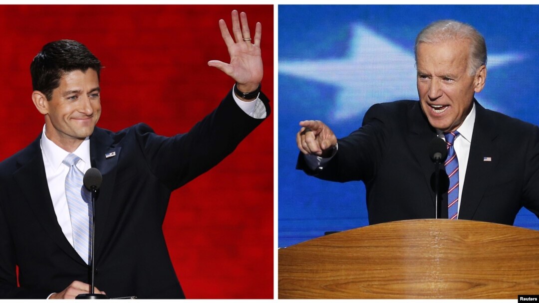 Vice President Joe Biden (R) speaking in Charlotte, North Carolina September 6, 2012, and Republican vice presidential nominee Paul Ryan, speaking in Tampa, Florida, August 29, 2012, are shown in this combination photo.