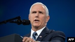 El discurso del vicepresidente de EE.UU., Mike Pence, el lunes 20 de mayo de 2019 en Jacksonville, Florida, aborda el tema de los trabajadores y el nuevo Acuerdo Estados Unidos, México y Canadá (USMCA, por sus siglas en inglés).