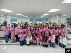 Students celebrate International Day of Women and Girls in Science at Mary Kay research center, Feb. 11, 2025. (Photo: Mary Kay Inc. via AP)