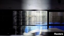 The corporate logo of Smartmatic is seen at its offices in Caracas, Venezuela, Aug. 2, 2017. The company announced settlement of a lawsuit against Newsmax Media on Sept. 26, 2024.