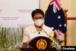 Menlu RI Retno Marsudi di Kantor Kementerian Luar Negeri RI di Jakarta, 9 September 2021. (Foto: Kemlu RI)