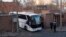 Buses believed to be carrying expelled diplomats leave the U.S. Embassy in Moscow, Russia, April 5, 2018. Russia last week ordered 60 American diplomats to leave the country by Thursday, in retaliation for the United States expelling the same number of Russians.
