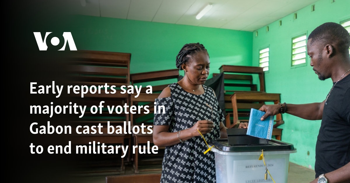 Early reports say a majority of voters in Gabon cast ballots to end military rule