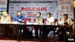 Diskusi di Jakarta, Sabtu (14/7) membahas pemilihan Ketua Umum Partai Golkar. (VOA/Fathiyah)