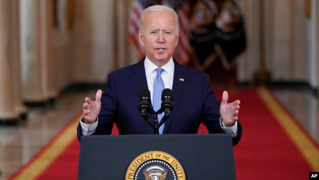 美国总统拜登在白宫就阿富汗战争的结束发表讲话。(2021年8月31日)