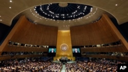 FILE - A view of the 73rd session of the United Nations General Assembly, at U.N. headquarters, in New York, Sept. 25, 2018.