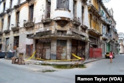A building in disrepair in Havana, Cuba.