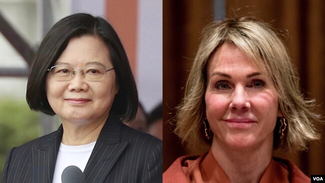 资料照：台湾总统蔡英文（左）与美国常驻联合国代表凯莉·克拉夫特大使