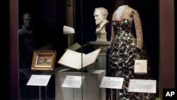 A display from the “Giving in America” which showcases the role of philanthropy in shaping American civic culture, including museums, libraries, orchestras, universities and hospitalsin seen in Washington, Nov. 23, 2015.