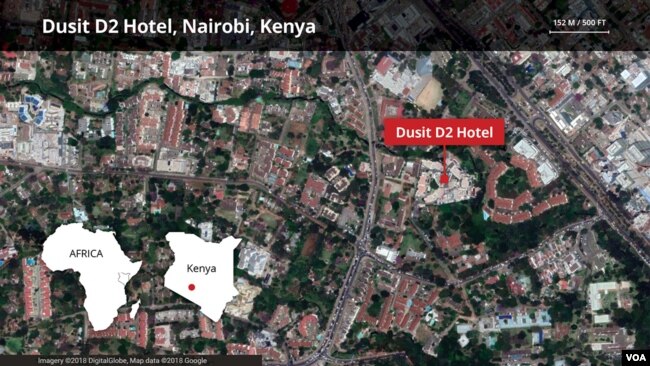 Map of Dusit, D2 Hotel in Nairobi Kenya